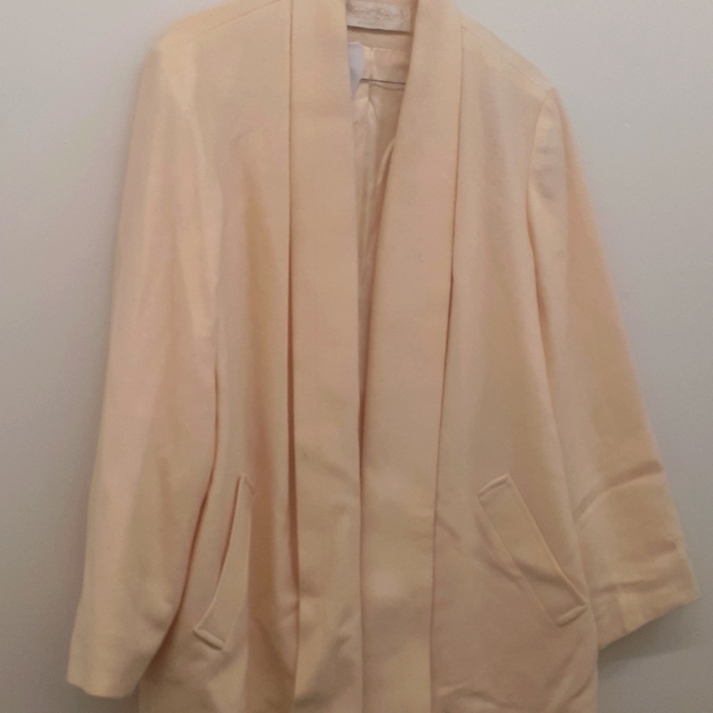 Elegant Fashions Wool swing Coat Shawl Collar cream Jacket M L